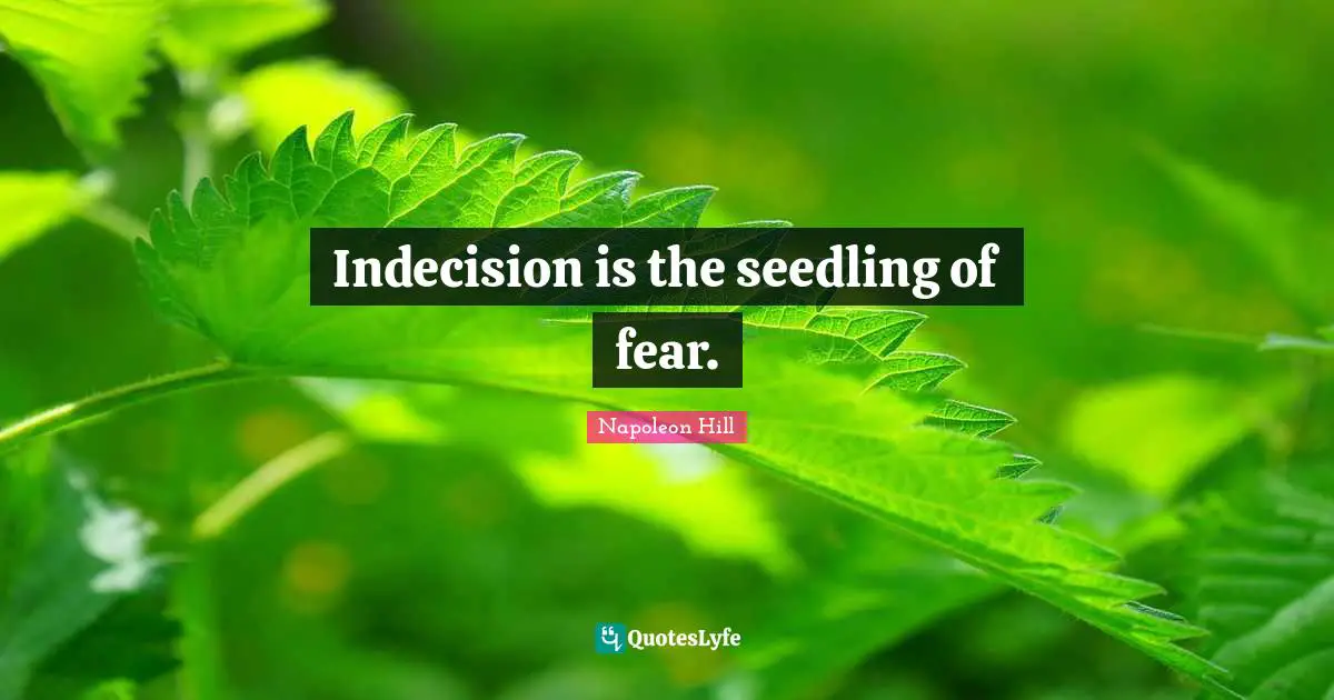 Indecision Quotes: "Indecision is the seedling of fear."
