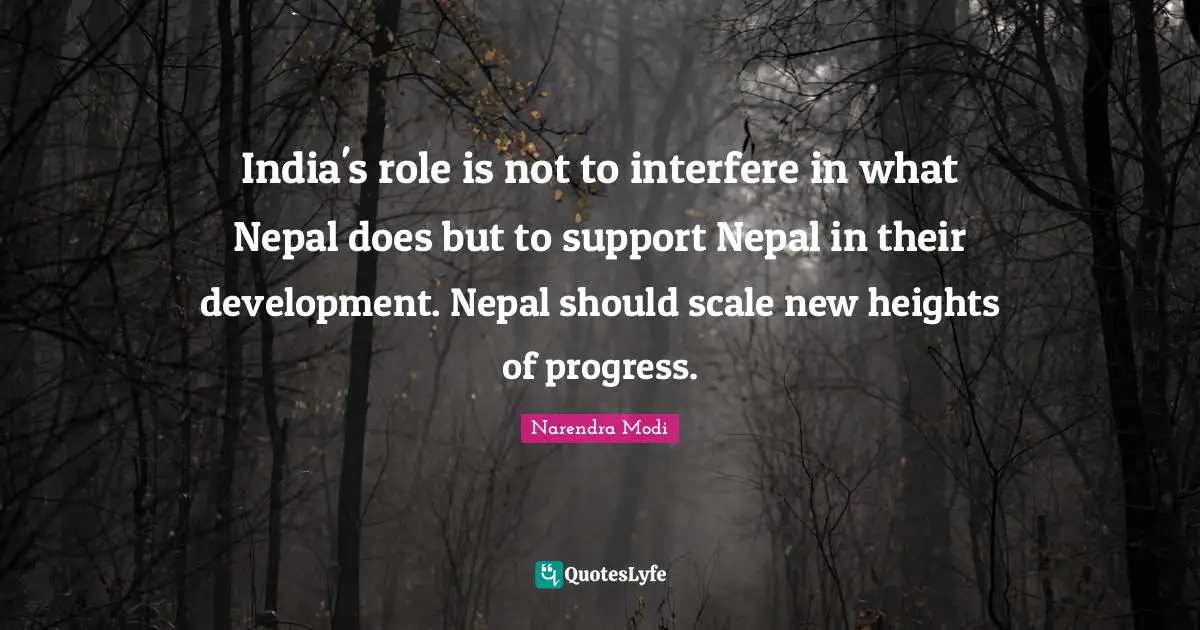 India's role is not to interfere in what Nepal does but to support Nepal in their development. Nepal should scale new heights of progress.