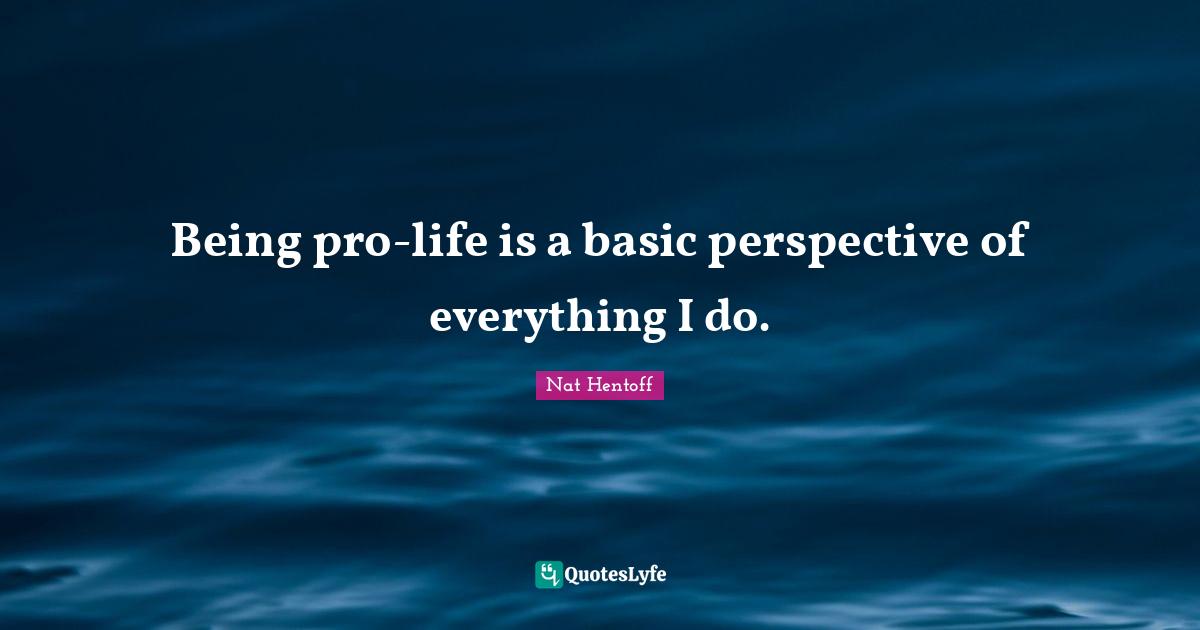 Being pro-life is a basic perspective of everything I do.