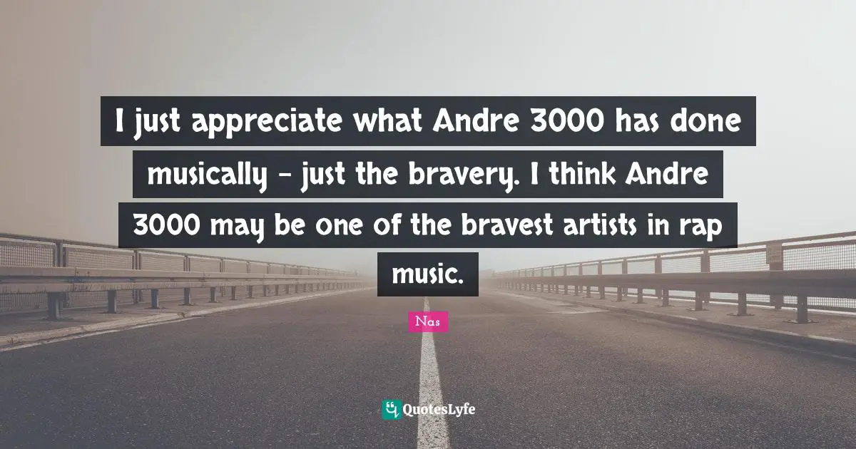I just appreciate what Andre 3000 has done musically - just the bravery. I think Andre 3000 may be one of the bravest artists in rap music.