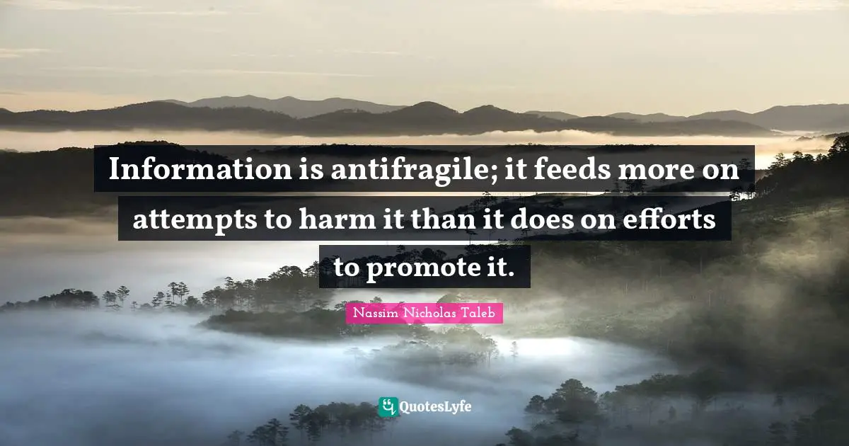 Information is antifragile; it feeds more on attempts to harm it than it does on efforts to promote it.