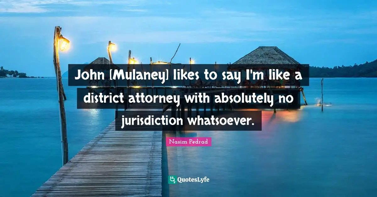 Attorney Quotes: "John [Mulaney] likes to say I'm like a district attorney with absolutely no jurisdiction whatsoever."