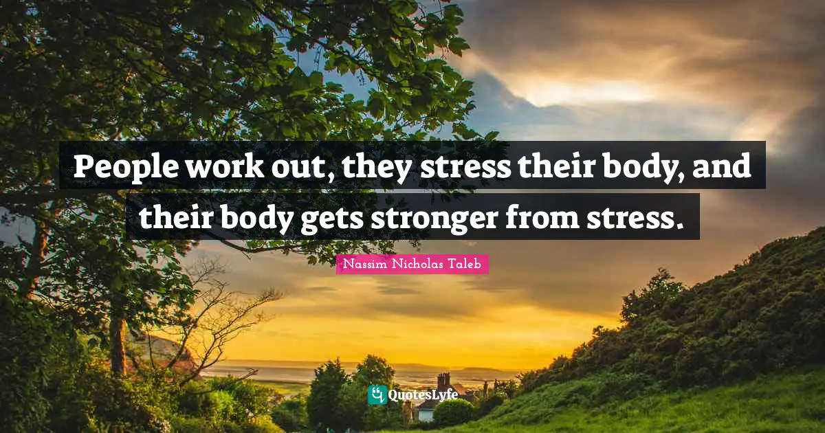 People work out, they stress their body, and their body gets stronger from stress.