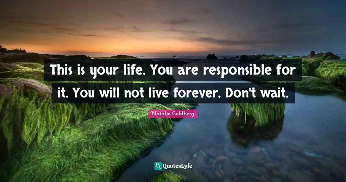 This is your life. You are responsible for it. You will not live forever. Don't wait.