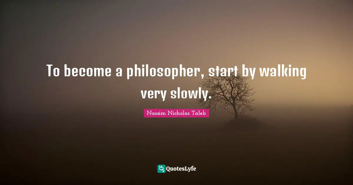 To become a philosopher, start by walking very slowly.
