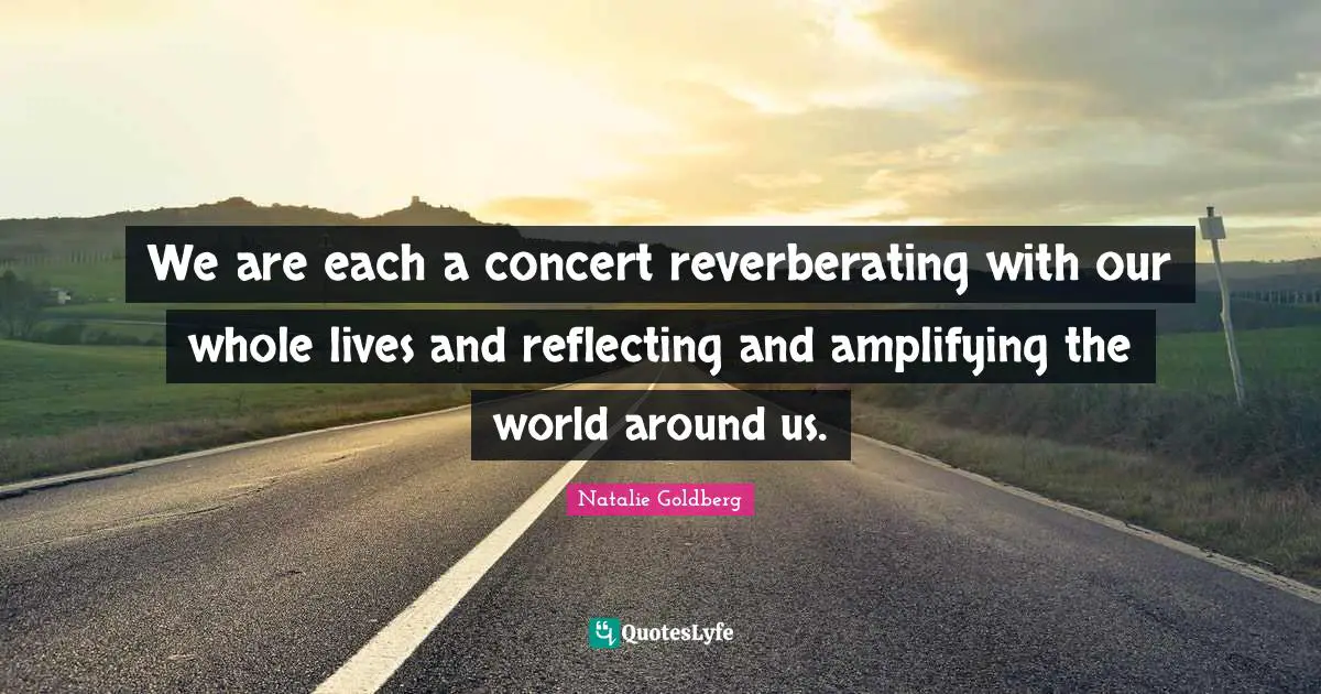 Reflecting Quotes: "We are each a concert reverberating with our whole lives and reflecting and amplifying the world around us."