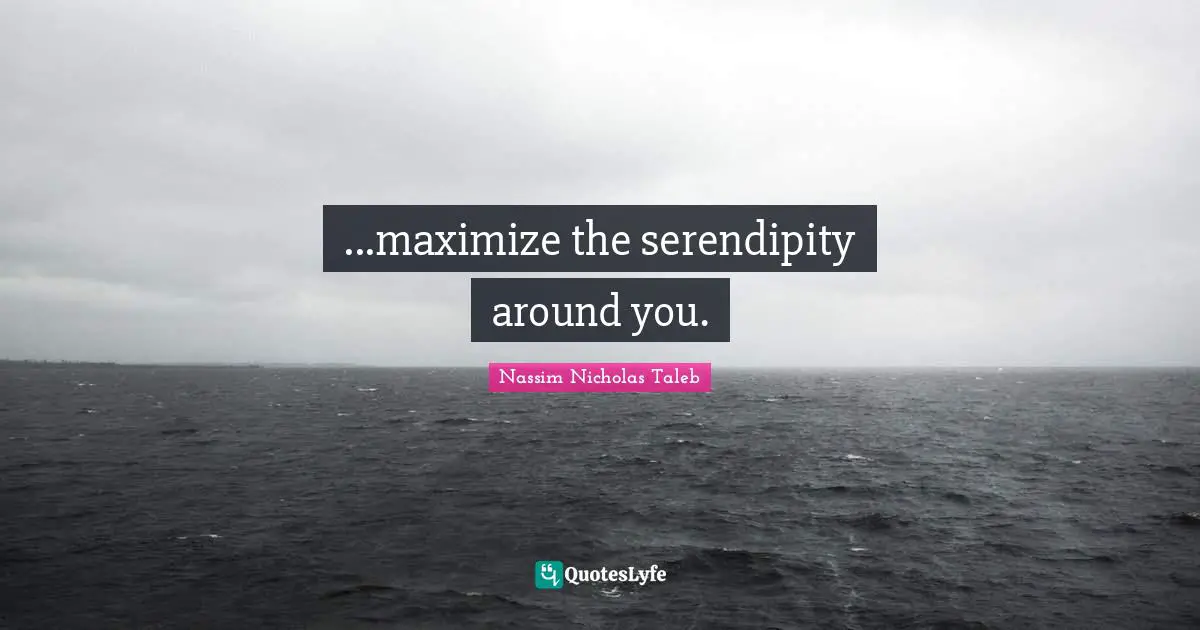 Serendipity Quotes: "...maximize the serendipity around you."