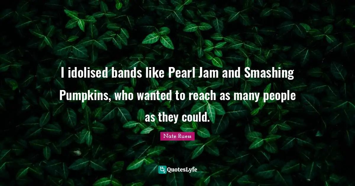 Nate Ruess Quotes: "I idolised bands like Pearl Jam and Smashing Pumpkins, who wanted to reach as many people as they could."