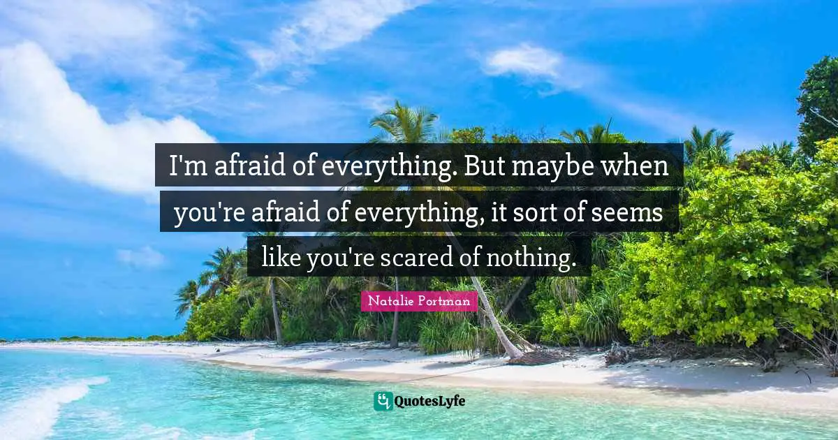 I'm afraid of everything. But maybe when you're afraid of everything, it sort of seems like you're scared of nothing.