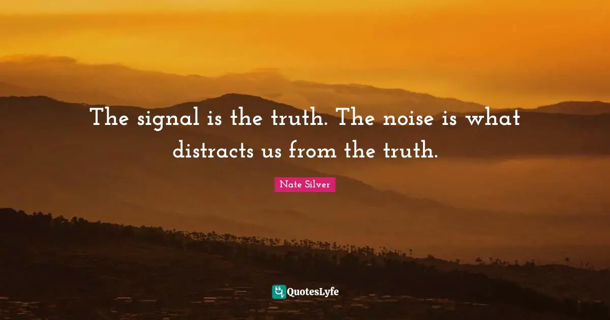 The signal is the truth. The noise is what distracts us from the truth.