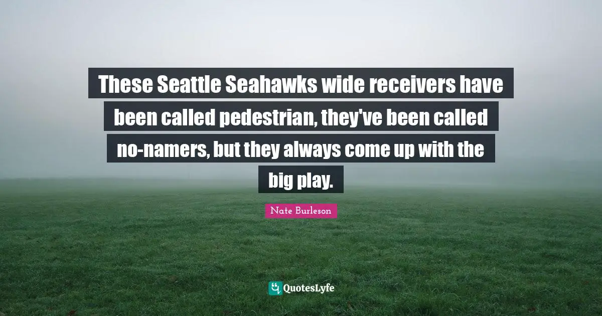 Nate Burleson Quotes: "These Seattle Seahawks wide receivers have been called pedestrian, they've been called no-namers, but they always come up with the big play."
