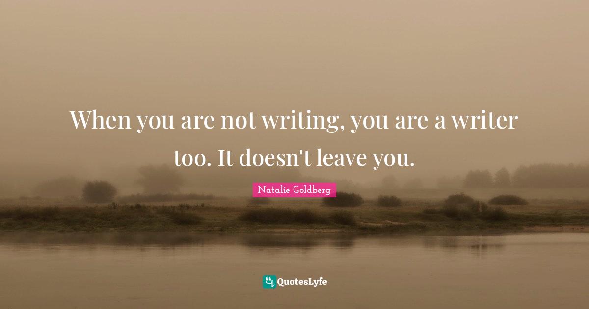 When you are not writing, you are a writer too. It doesn't leave you.
