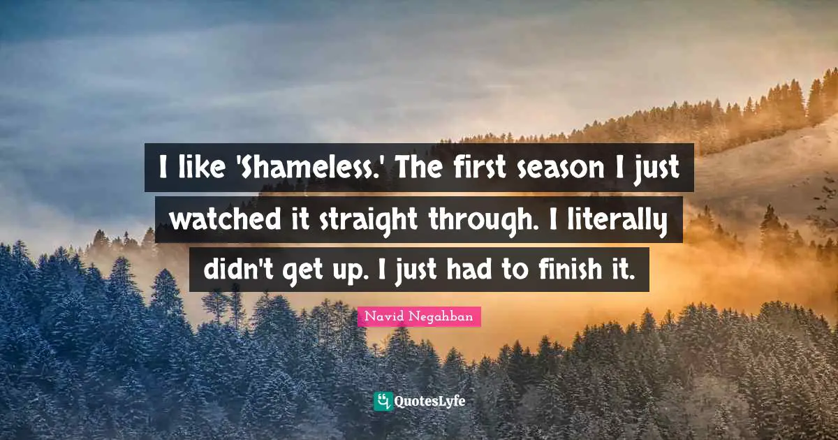 I like 'Shameless.' The first season I just watched it straight through. I literally didn't get up. I just had to finish it.