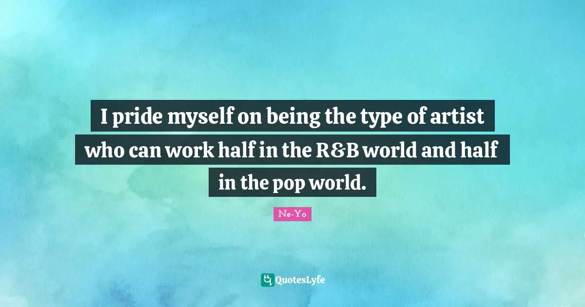 I pride myself on being the type of artist who can work half in the R&B world and half in the pop world.