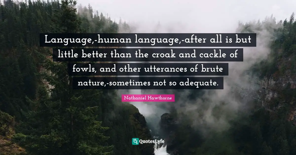 Language,-human language,-after all is but little better than the croak and cackle of fowls, and other utterances of brute nature,-sometimes not so adequate.