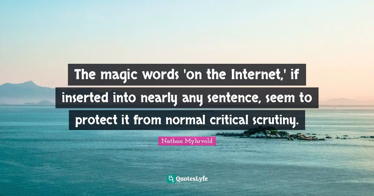 The magic words 'on the Internet,' if inserted into nearly any sentence, seem to protect it from normal critical scrutiny.