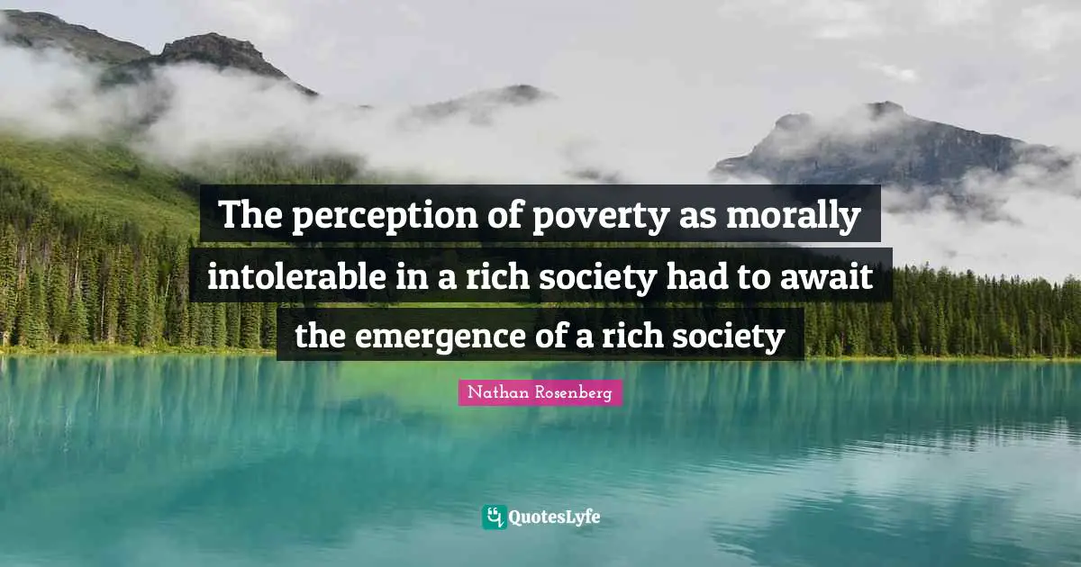 The perception of poverty as morally intolerable in a rich society had to await the emergence of a rich society