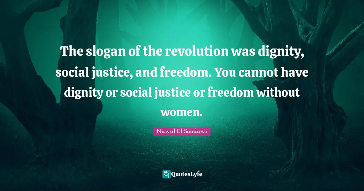 The slogan of the revolution was dignity, social justice, and freedom. You cannot have dignity or social justice or freedom without women.