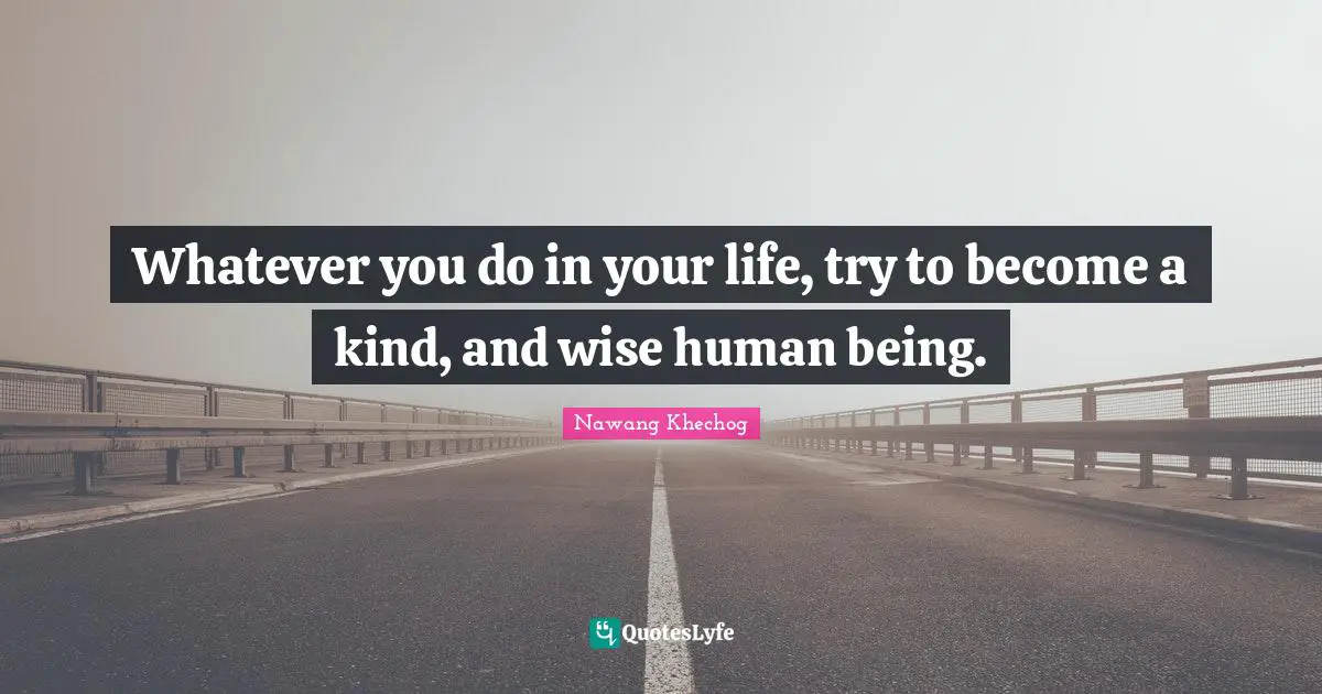 Whatever you do in your life, try to become a kind, and wise human being.