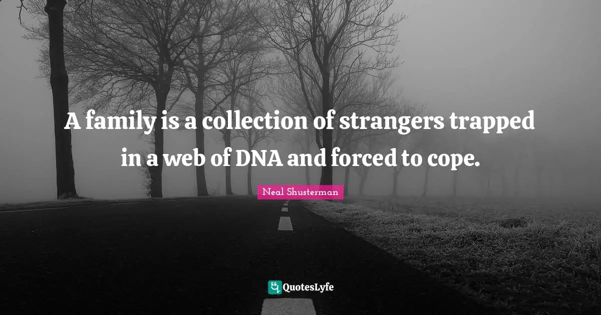 A family is a collection of strangers trapped in a web of DNA and forced to cope.