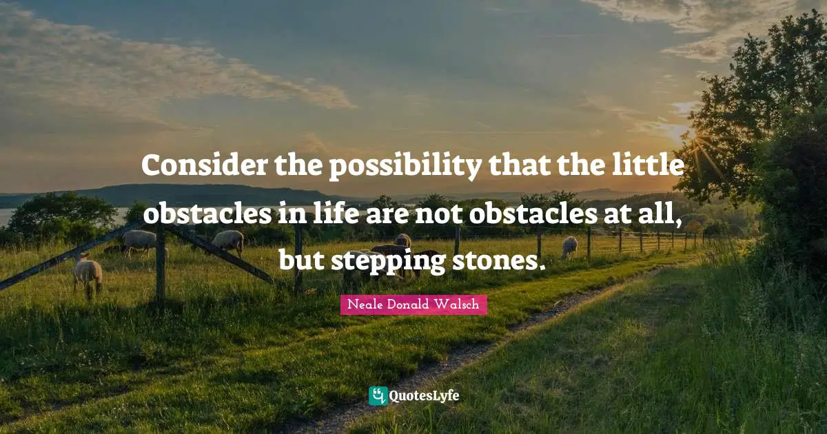 Consider the possibility that the little obstacles in life are not obstacles at all, but stepping stones.