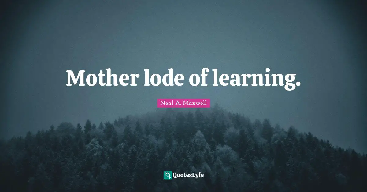 Mother lode of learning.