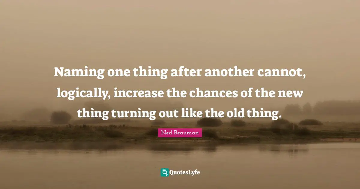 Naming one thing after another cannot, logically, increase the chances of the new thing turning out like the old thing.