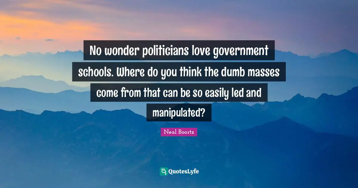 No wonder politicians love government schools. Where do you think the dumb masses come from that can be so easily led and manipulated?