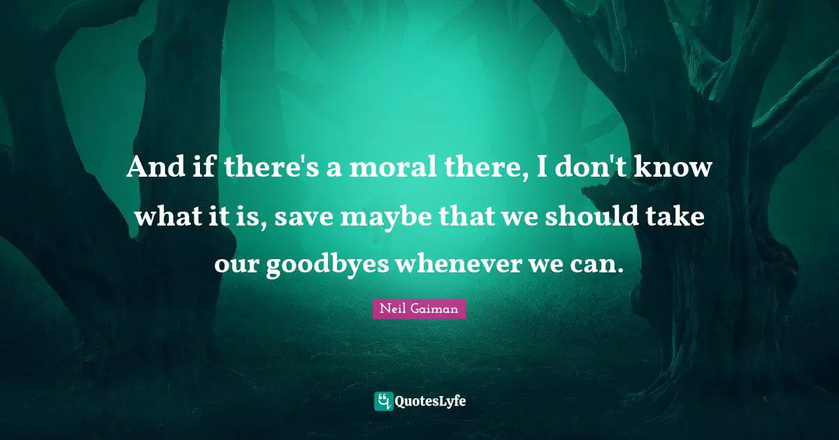 Sandman Quotes: "And if there's a moral there, I don't know what it is, save maybe that we should take our goodbyes whenever we can."