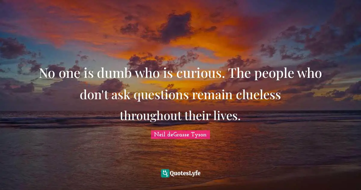 No one is dumb who is curious. The people who don't ask questions remain clueless throughout their lives.