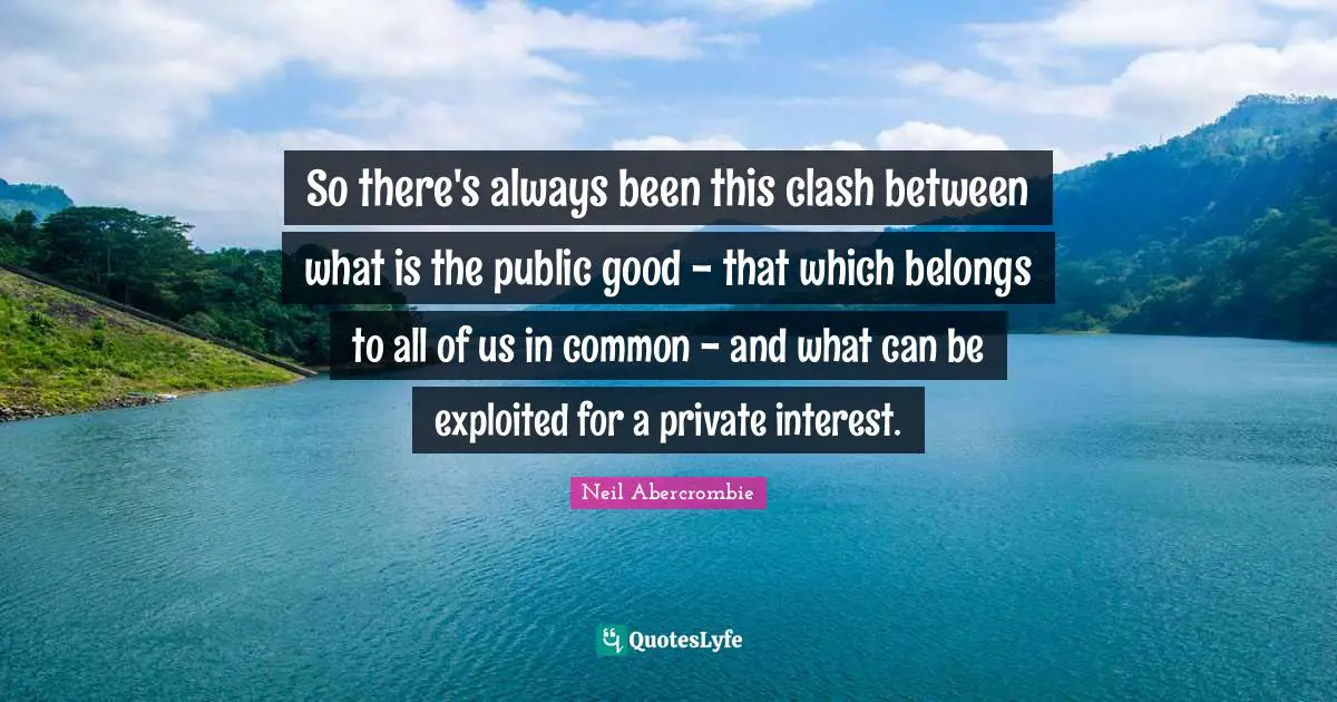 So there's always been this clash between what is the public good - that which belongs to all of us in common - and what can be exploited for a private interest.