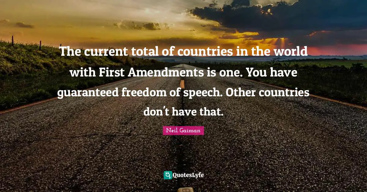 The current total of countries in the world with First Amendments is one. You have guaranteed freedom of speech. Other countries don't have that.