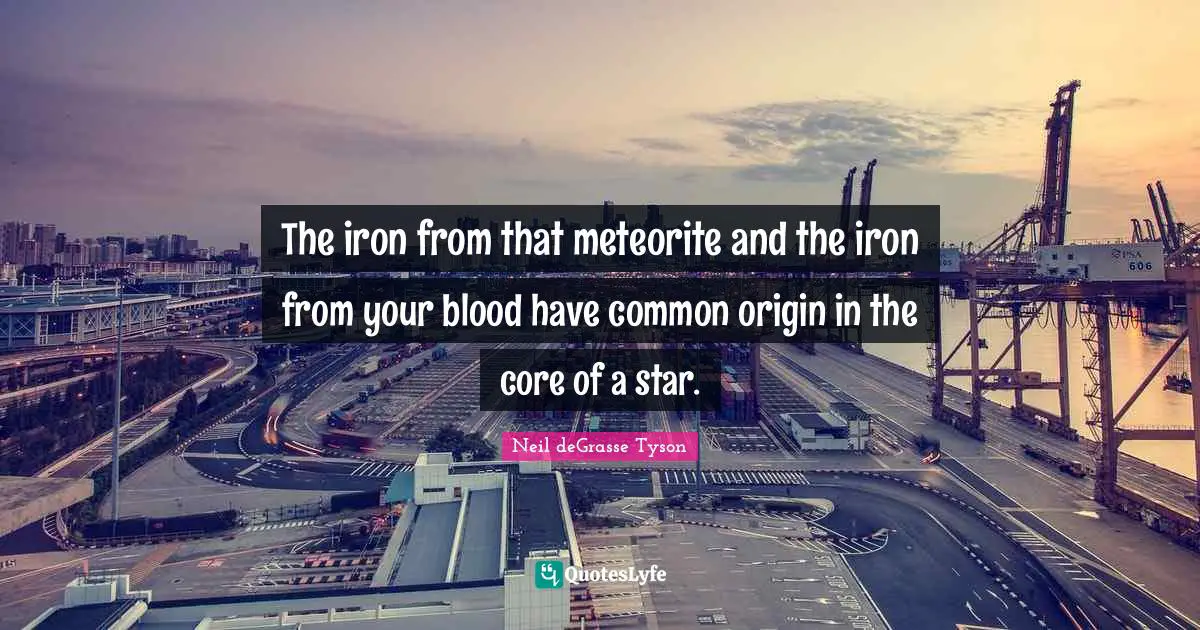 The iron from that meteorite and the iron from your blood have common origin in the core of a star.