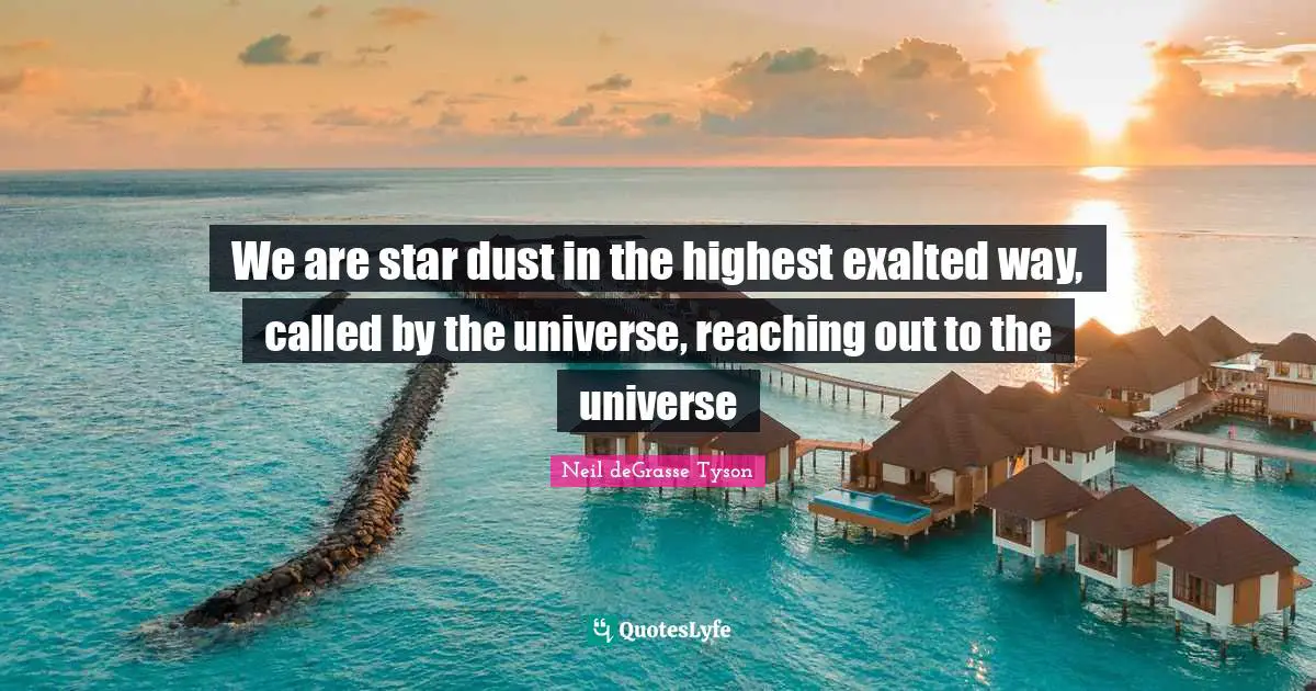 We are star dust in the highest exalted way, called by the universe, reaching out to the universe
