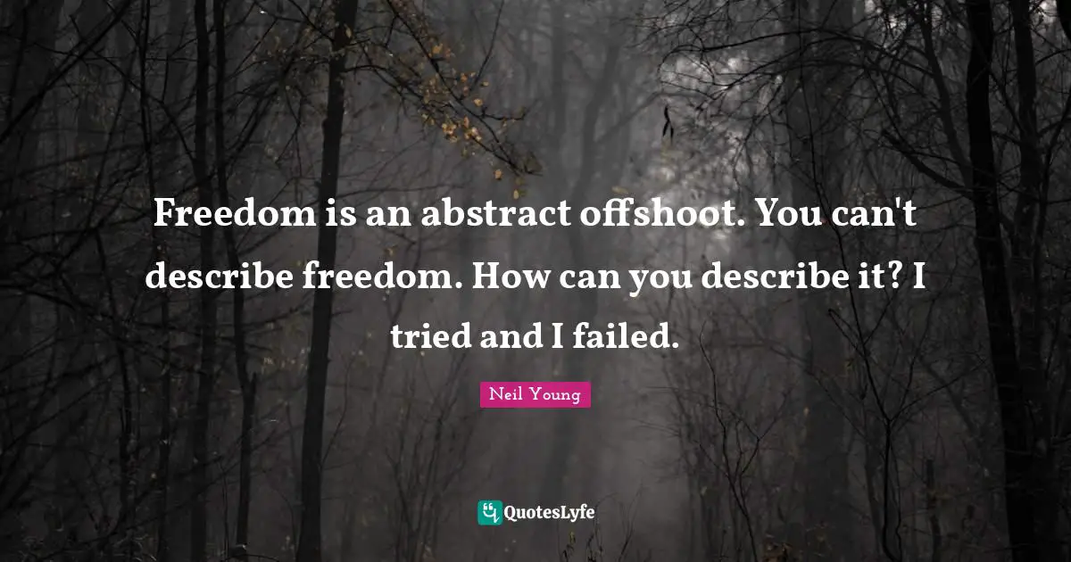 Freedom is an abstract offshoot. You can't describe freedom. How can you describe it? I tried and I failed.