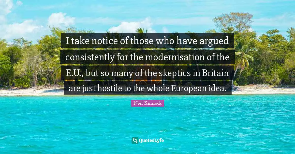 I take notice of those who have argued consistently for the modernisation of the E.U., but so many of the skeptics in Britain are just hostile to the whole European idea.