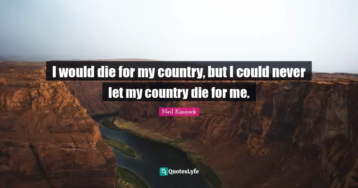 I would die for my country, but I could never let my country die for me.