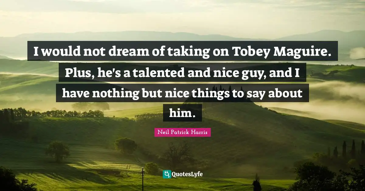 I would not dream of taking on Tobey Maguire. Plus, he's a talented and nice guy, and I have nothing but nice things to say about him.