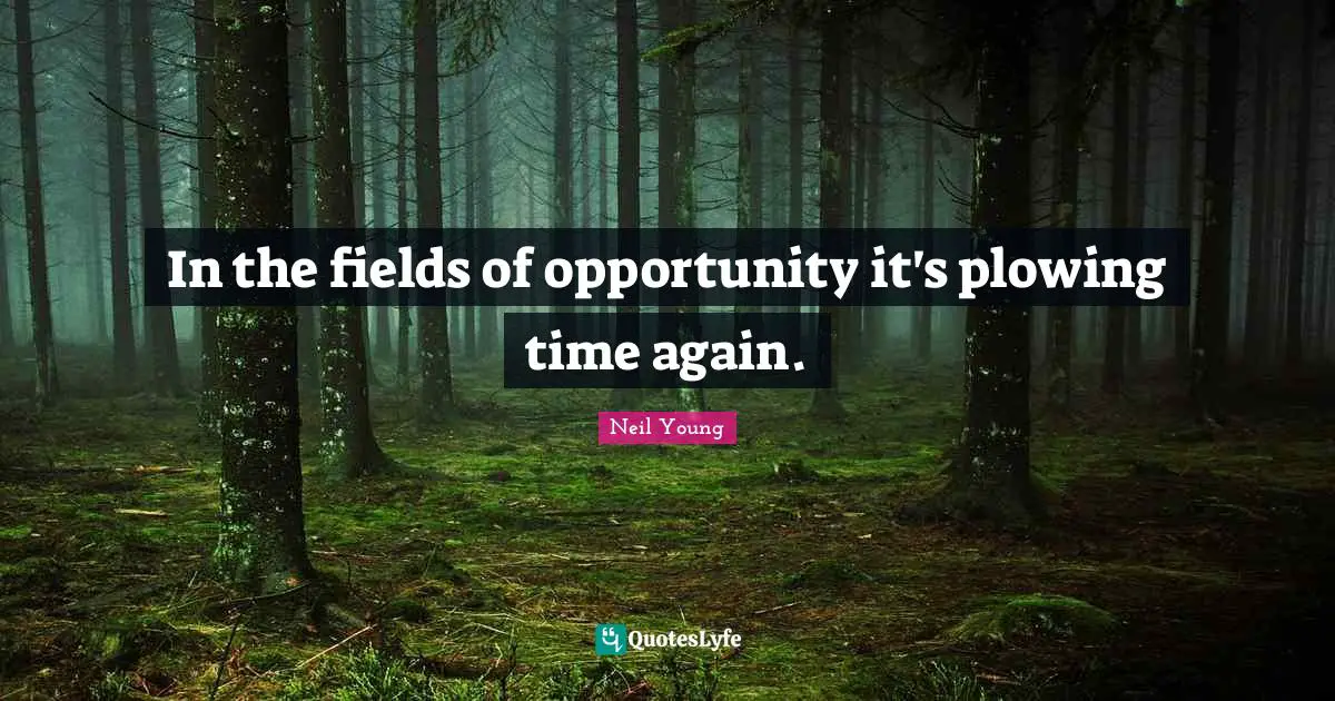 In the fields of opportunity it's plowing time again.