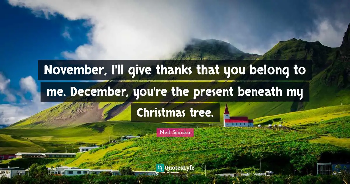 November Quotes: "November, I'll give thanks that you belong to me. December, you're the present beneath my Christmas tree."