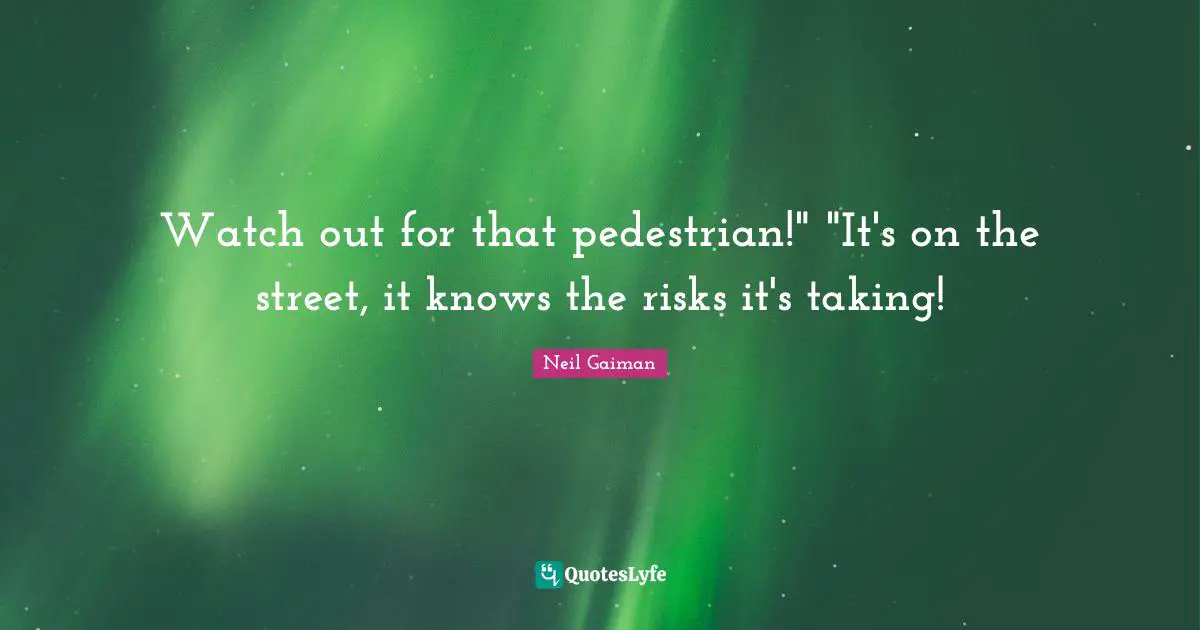 Watch out for that pedestrian!" "It's on the street, it knows the risks it's taking!