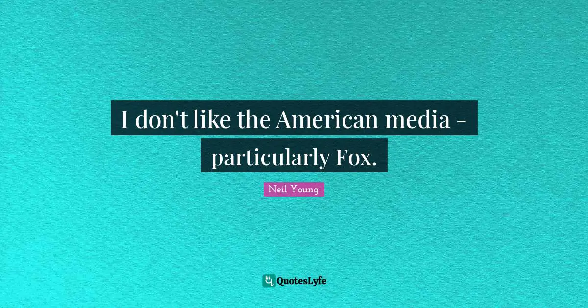 I don't like the American media - particularly Fox.