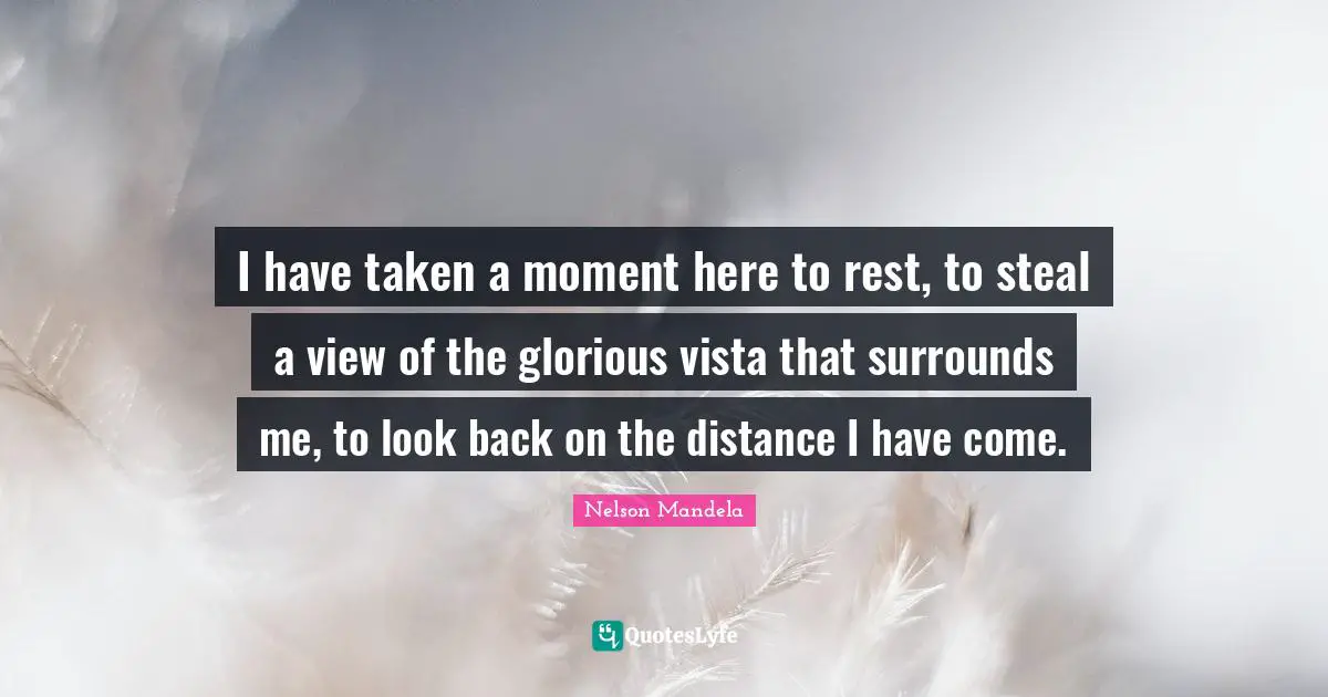I have taken a moment here to rest, to steal a view of the glorious vista that surrounds me, to look back on the distance I have come.
