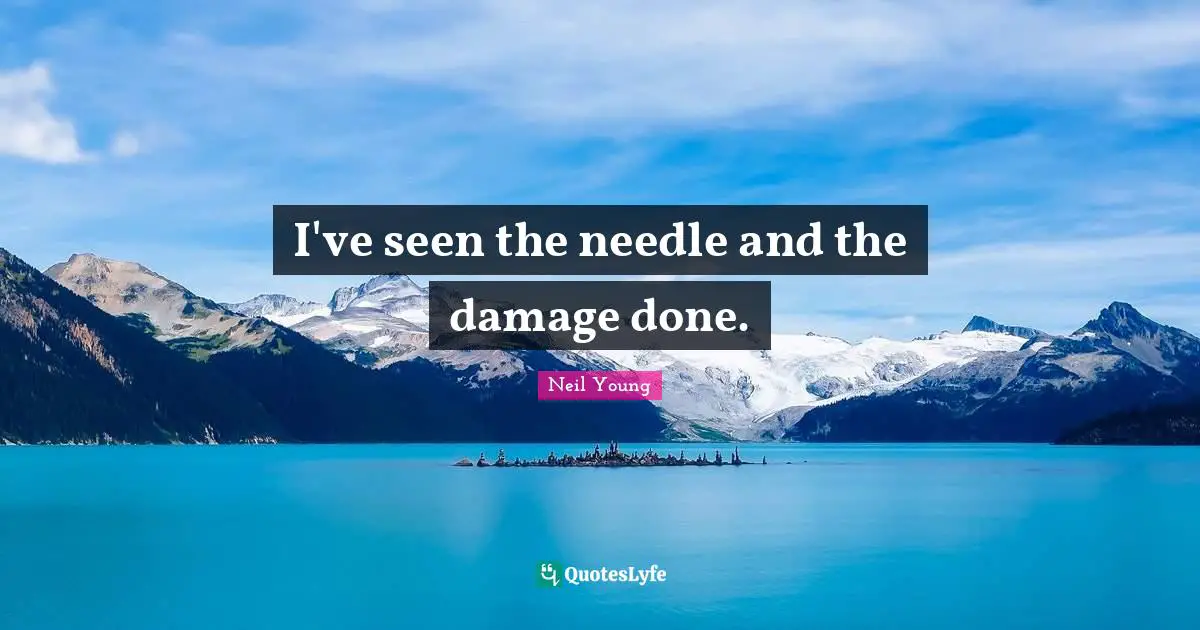 I've seen the needle and the damage done.
