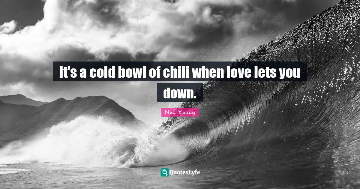 Neil Young Quotes: "It's a cold bowl of chili when love lets you down."