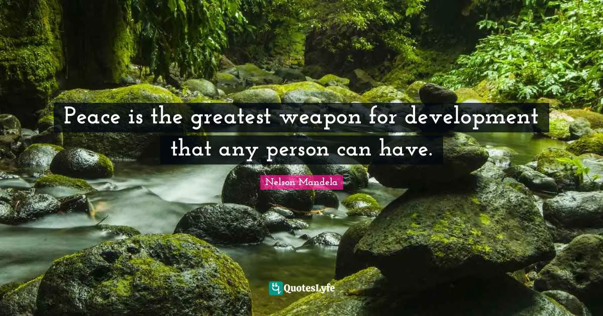 Peace is the greatest weapon for development that any person can have.