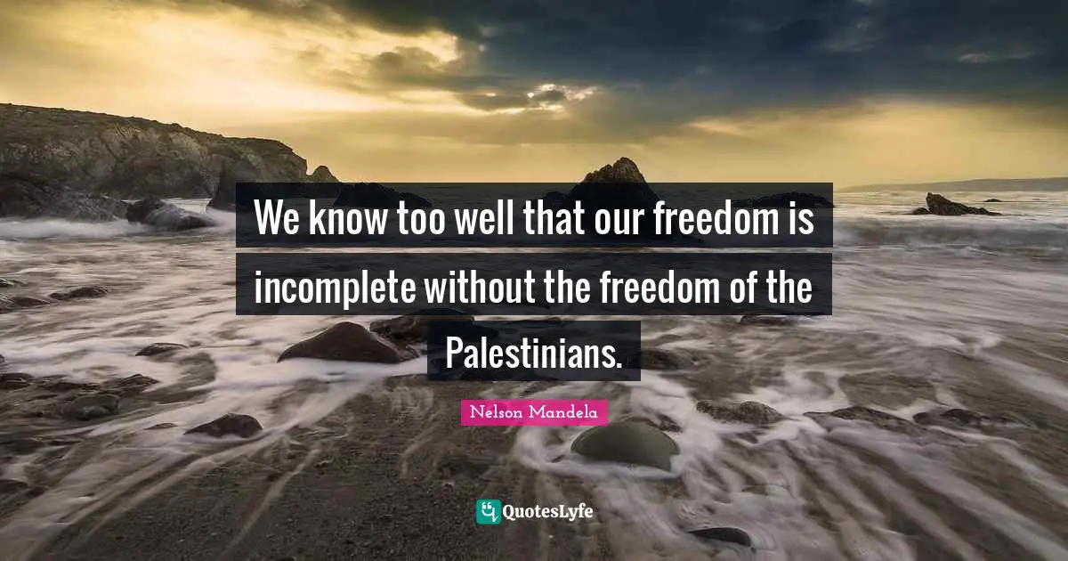 Palestine Quotes: "We know too well that our freedom is incomplete without the freedom of the Palestinians."
