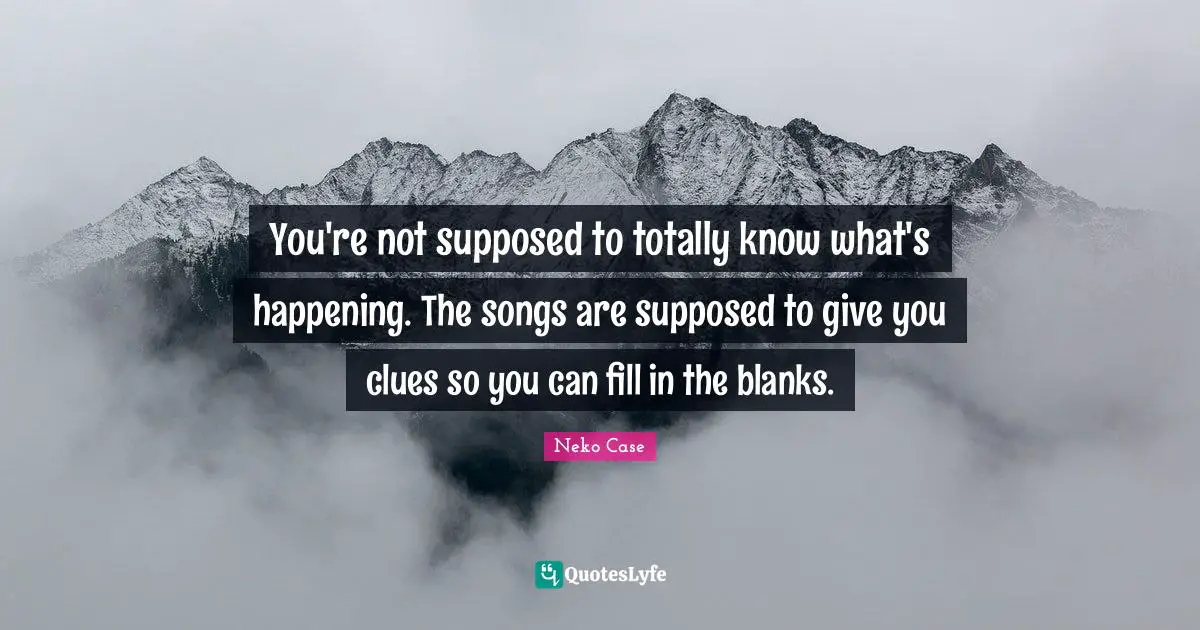 Ed Case Quotes: "You're not supposed to totally know what's happening. The songs are supposed to give you clues so you can fill in the blanks."