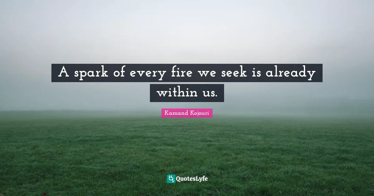 Kamand Kojouri Quotes: A spark of every fire we seek is already within us.