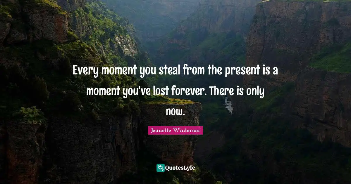 Every moment you steal from the present is a moment you've lost forever. There is only now.